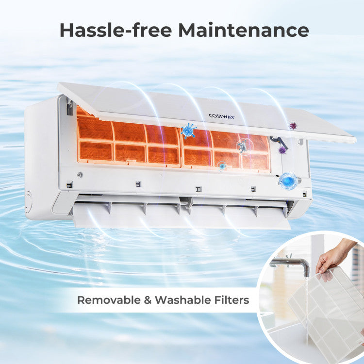 Costway UltrEco Series 18000 BTU 2 Zone 22 SEER2 Mini Split Air Conditioner Wifi Enabled with Heat Pump