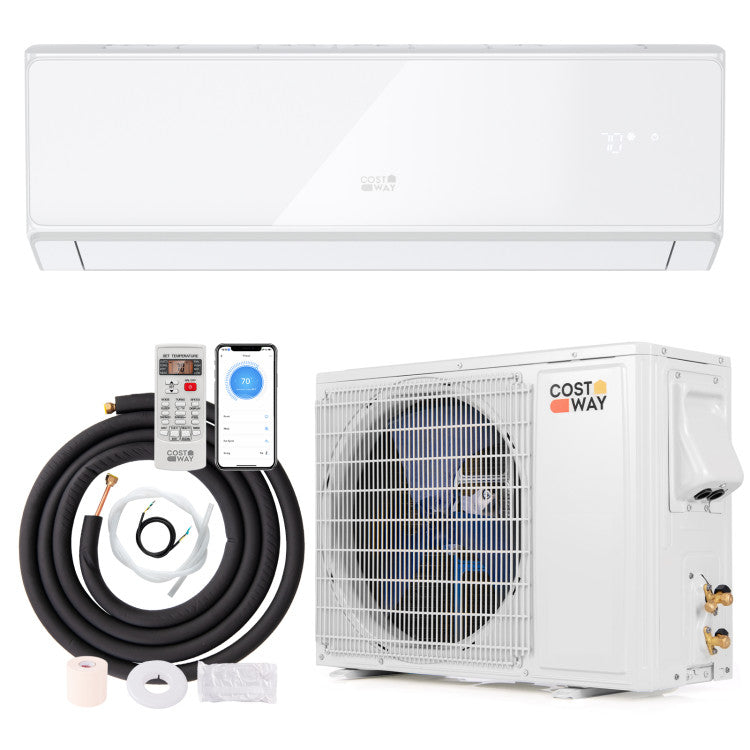 Costway 12000 BTU 22 SEER2 208-230V Wifi Enabled Mini Split Air Conditioner and Heater