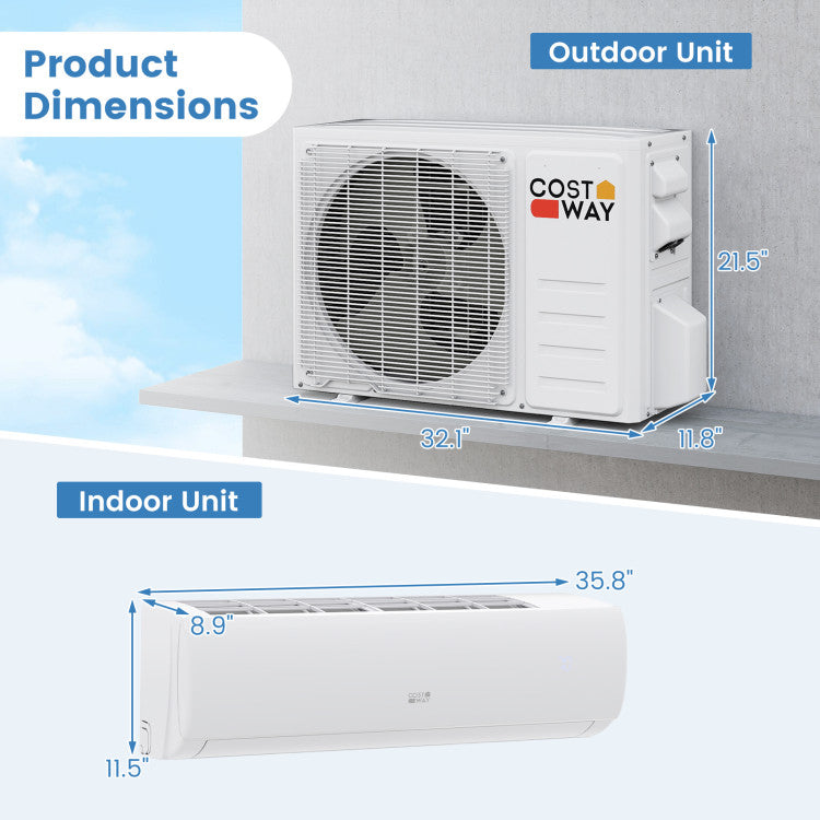 Costway 17000 BTU 208/230V Mini Split Air Conditioner and Heater Pump System
