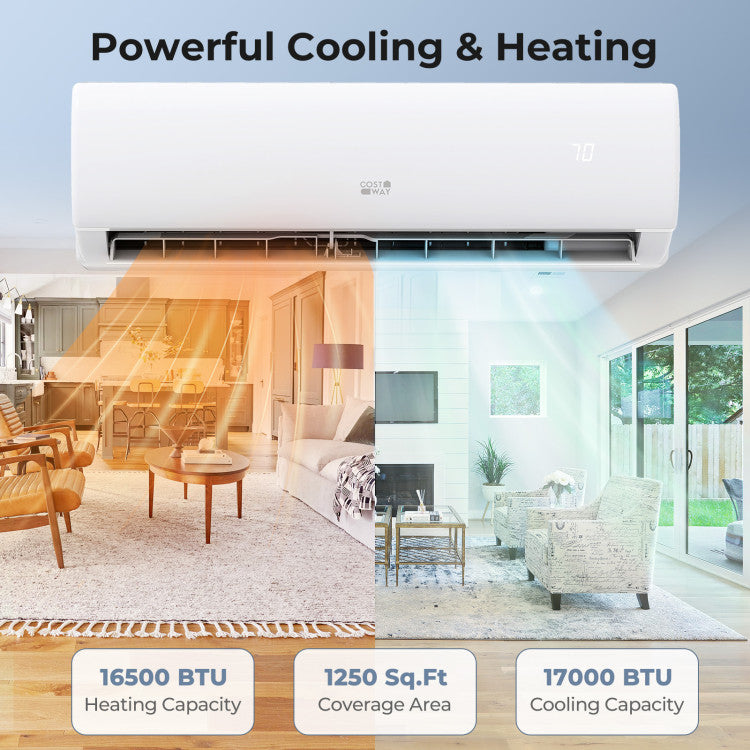 Costway 17000 BTU 208/230V Mini Split Air Conditioner and Heater Pump System