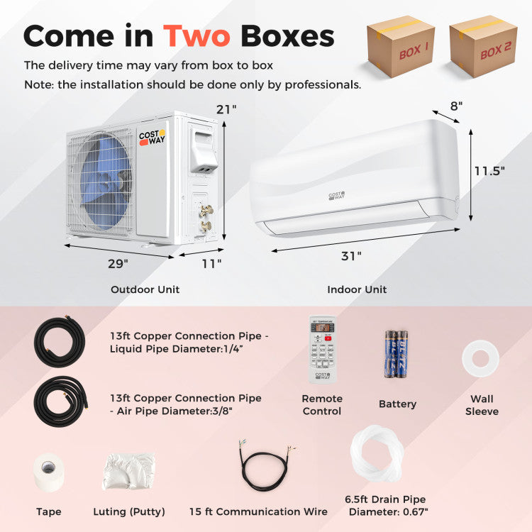 Costway Blast Series 12000 BTU 20 SEER2 115V Ductless Mini Split Air Conditioner